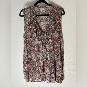 Siren Lily Paisley Print Sleeveless Blouse Size XL